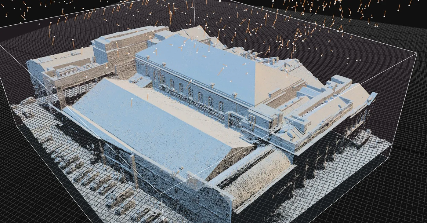 Point cloud scan of heritage building interior showing detailed 3D capture